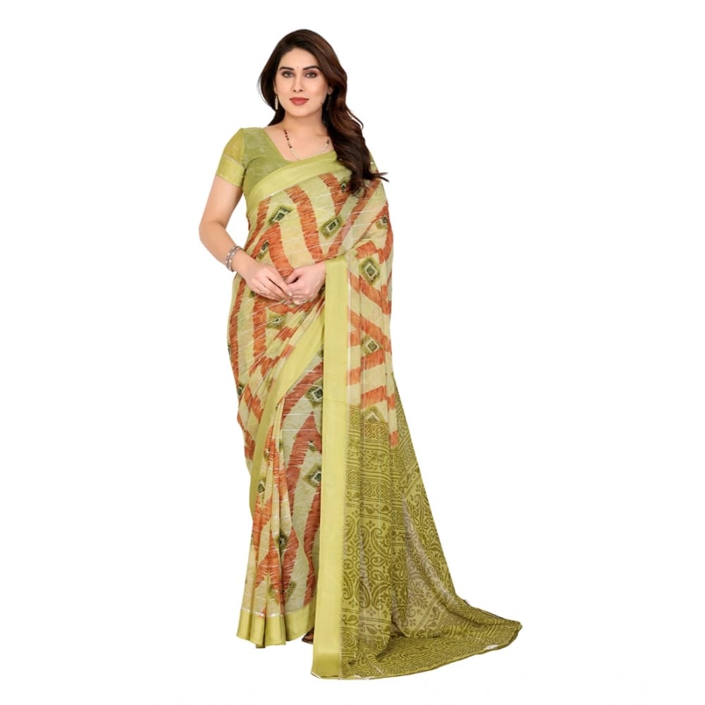 womens georgette printed saree with unstitched blouse 5mtr multicolor pid62625