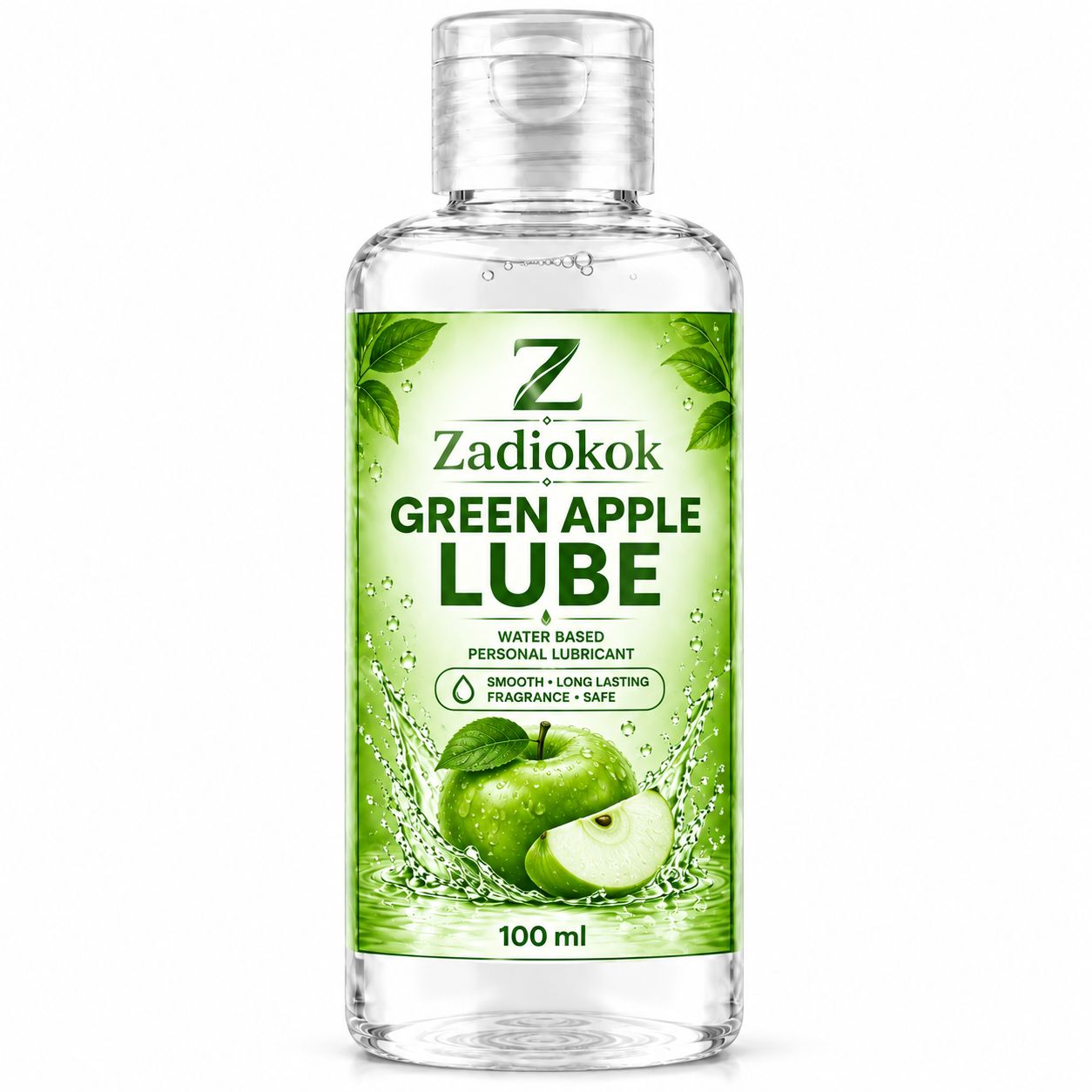 Zadiokok Green Apple Flavour Water Based Personal Lubricant Gel | Smooth & Long Lasting Lube | 100 ml (Pack of 1)