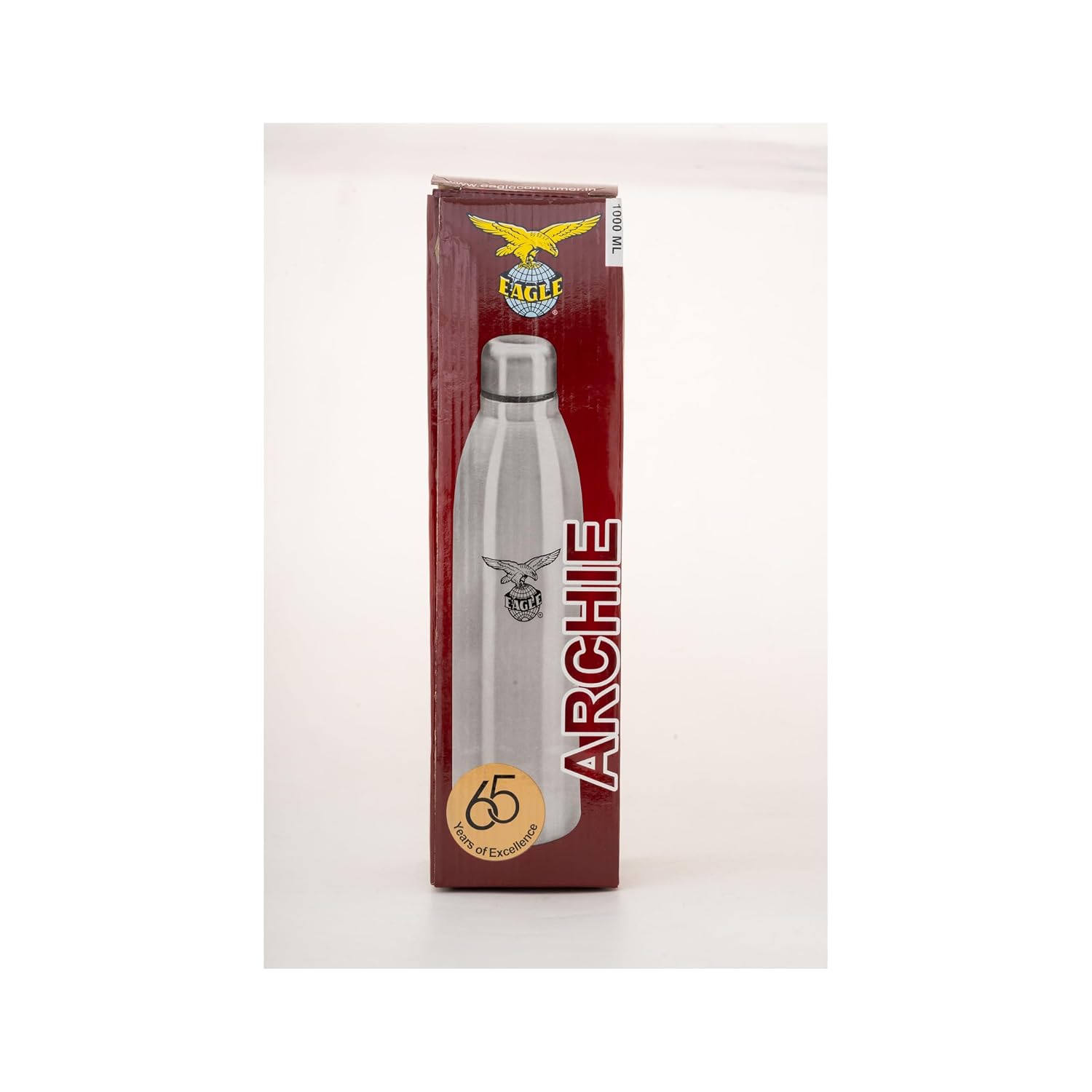 Eagle Archie Sports and Hiking Stainless Steel Water Bottle (1000ml, Silver, Bottle)