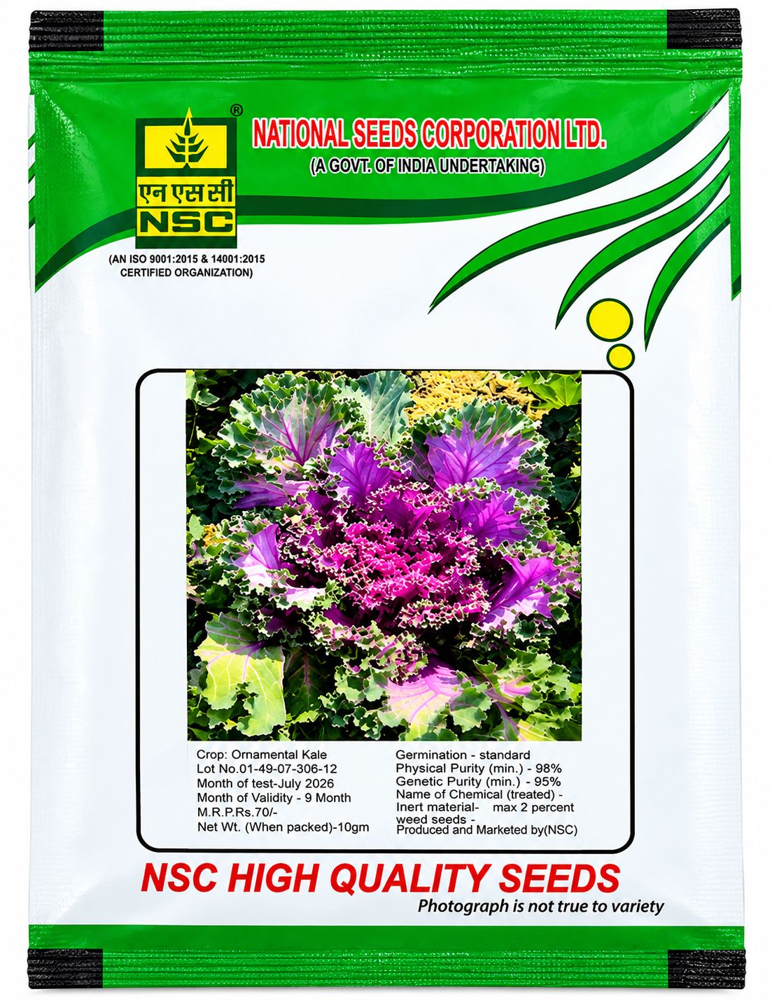 NSC Ornamental Kale 10 Gram Truthfully Labelled Seed Pouch