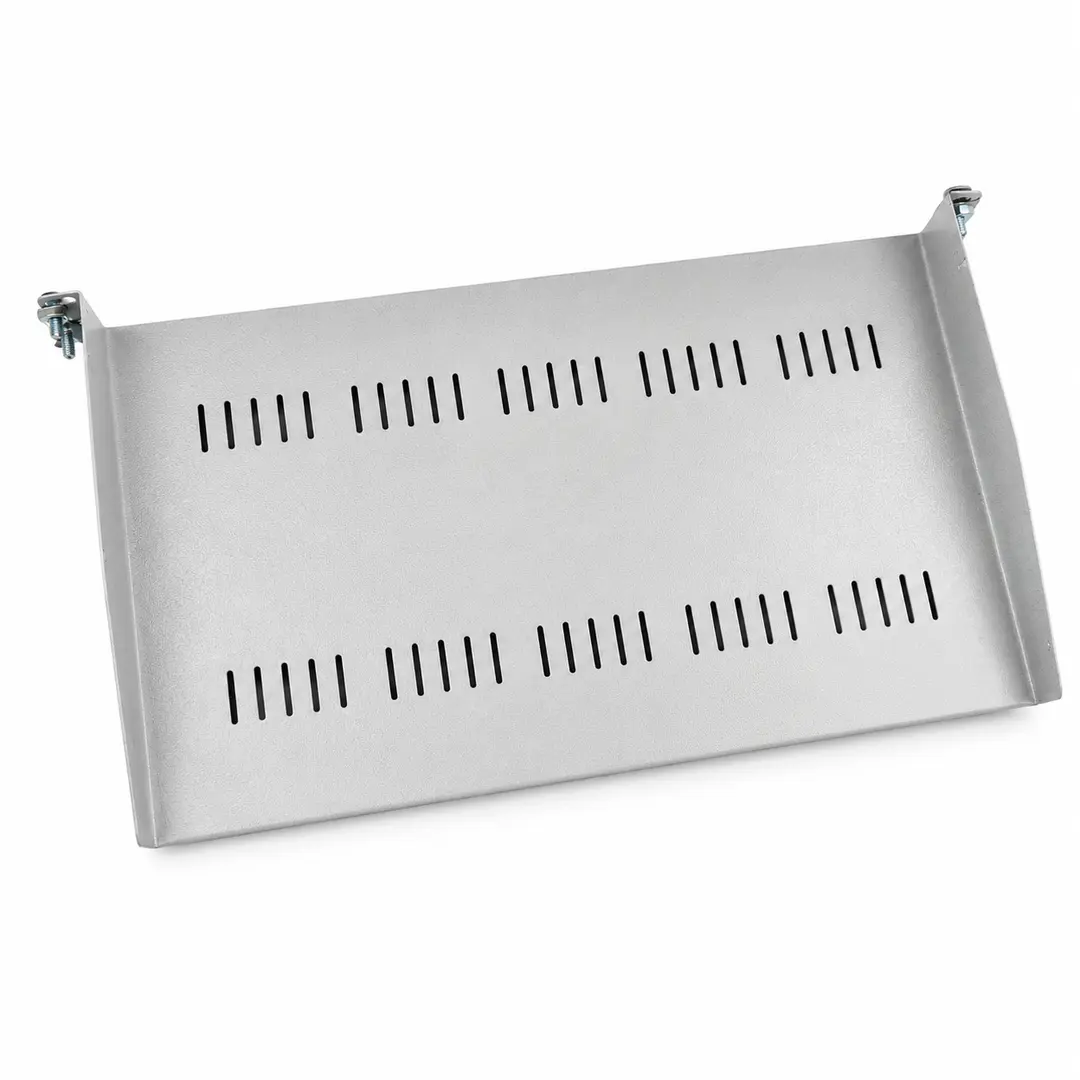 1U 19 Inch Universal Rack Mount Half Tray | Vented Cantilever Shelf for Half-Rack Equipment | Supports Non-Rack & Half-Rack Width Devices | Plastic and Metal Construction | Network Cabinet Accessory