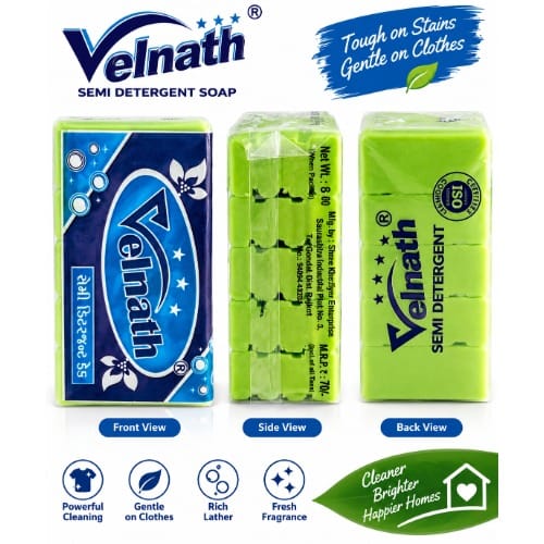 Velnath Semi Detergent Soap – 800 g | Powerful Cleaning & Gentle on Clothes