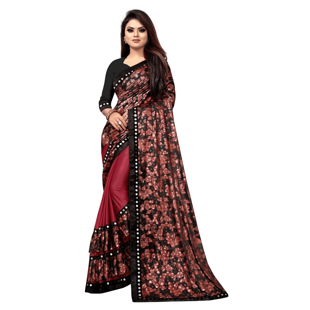 Generic Women's Lycra Blend Saree with Blouse (Rama, 5-6 Mtrs)
