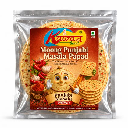 KAWAD SWAD Moong Punjabi Masala Papad 1000g | Traditional Jain Recipe