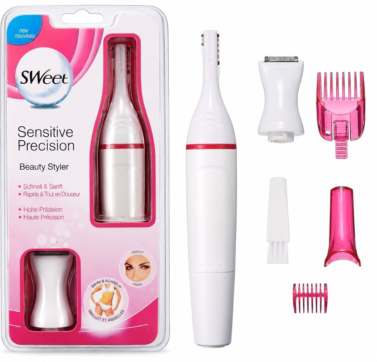 4-in-1 Women’s Facial Hair Remover & Beauty Trimmer with Multiple Attachment