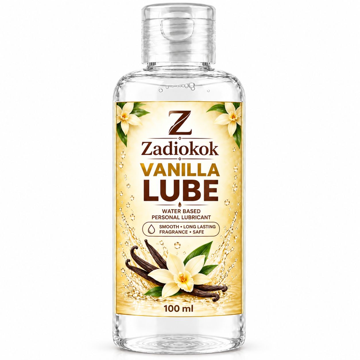 Zadiokok Vanilla Flavour Water Based Personal Lubricant Gel | Smooth & Long Lasting Lube | 100 ml (Pack of 1)