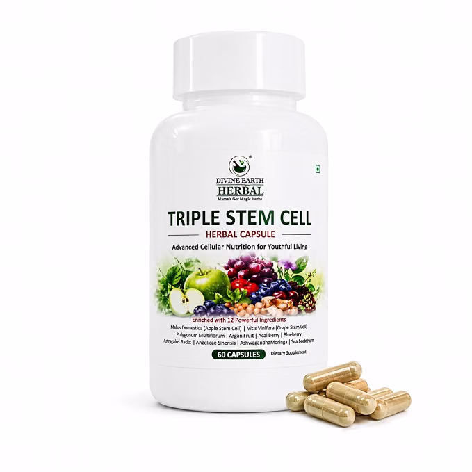Triple Herbal Blend 60 Capsules | Apple & Grape Extract | Herbal Supplement for Immunity, Energy & Wellness | FSSAI Certified