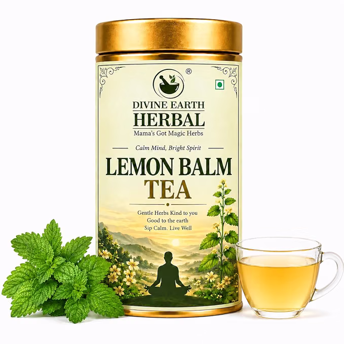 Divine Earth Herbal Lemon Balm Tea | 100% Pure Dried Lemon Balm Leaves | No Added Flavors or Preservatives | Loose Leaf Herbal Tea in Natural Form – 50g Divine Earth Herbal Lemon Balm Tea | 100% Pure Dried Lemon Balm Leaves | No Added Flavors or Preservatives | Loose Leaf Herbal Tea in Natural Form – 50g