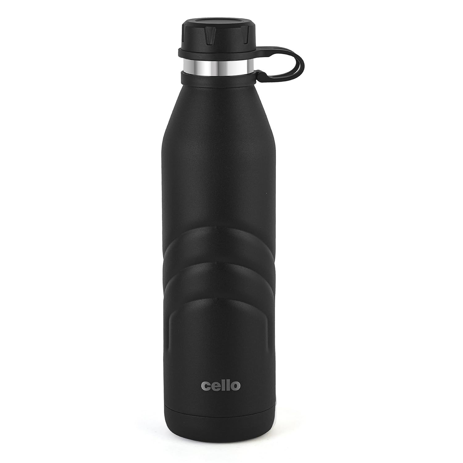 Cello Duro Crown Tuff Steel Vacuum Insulated Flask | Double Walled Hot and Cold Thermal Flask | Scratch Resistant & DTP Coating Flask | 1000ml, Black