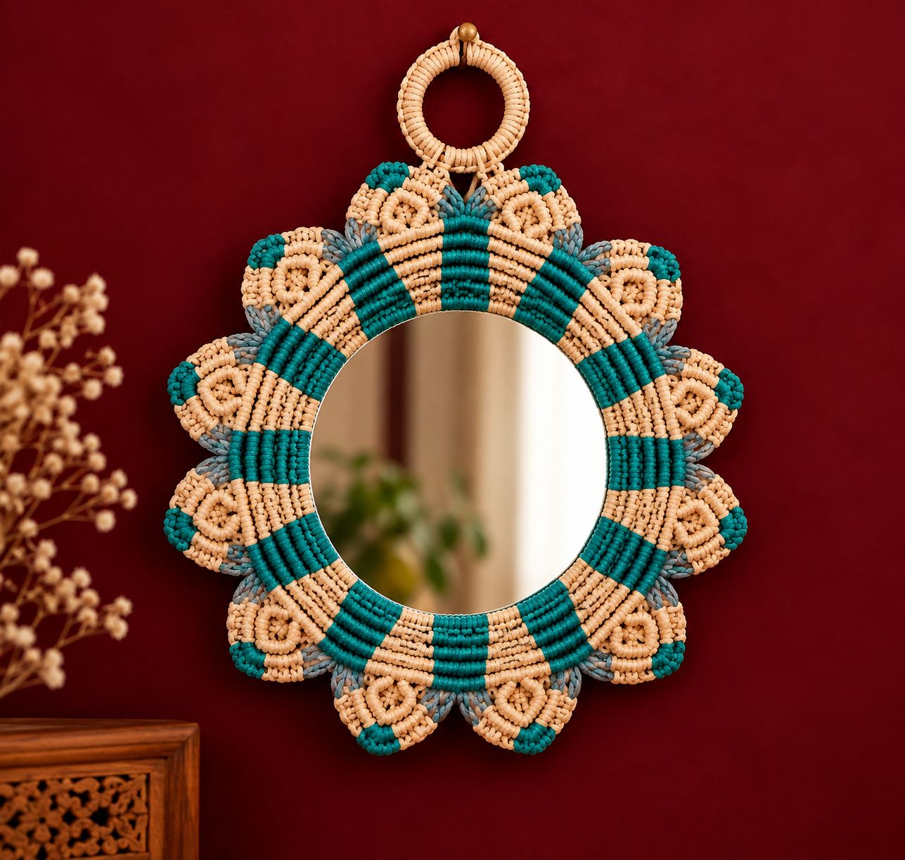 Handcrafted Nylon Wire Macramé Mirror