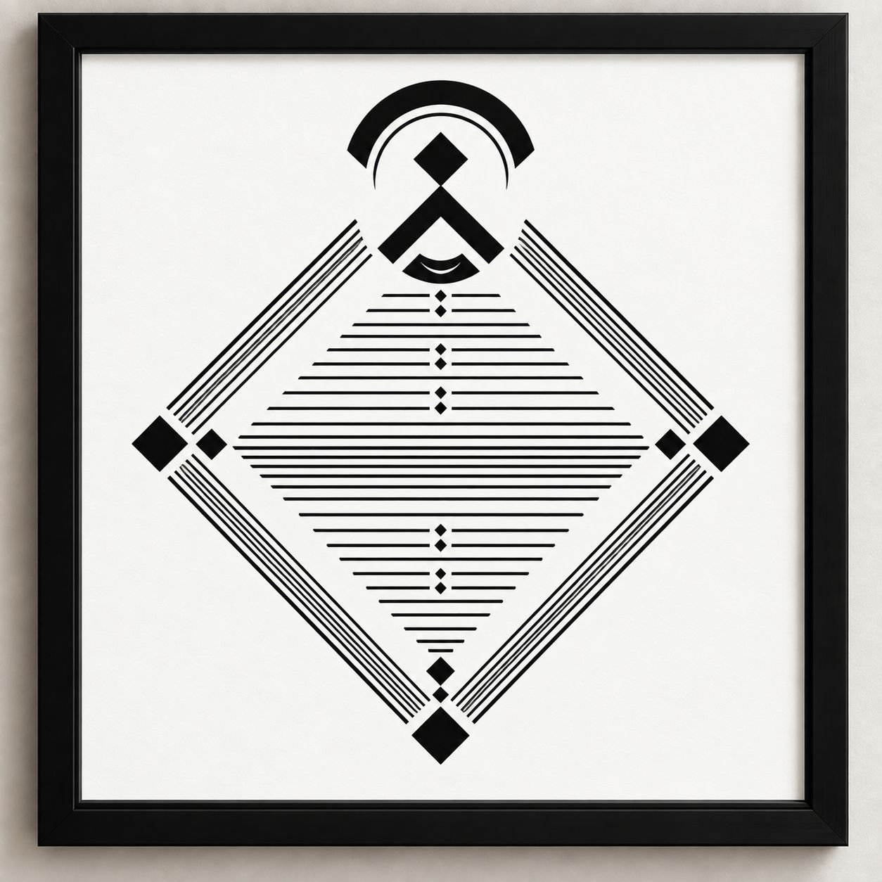 Black & White Geometric Diamond Abstract Framed Wall Art