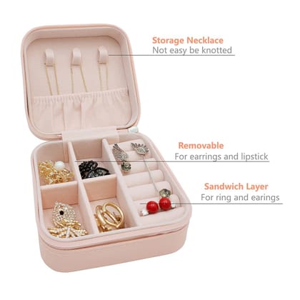 Jewelry Travel Case Organizer, Portable Jewelry Storage Box for Rings, Earrings, Necklace & Bracelets
