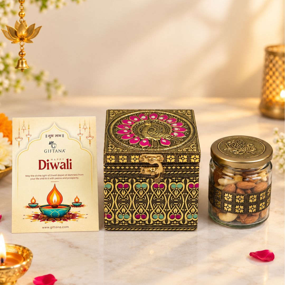Peacock Jar 1 – Dry Fruit Diwali Gift