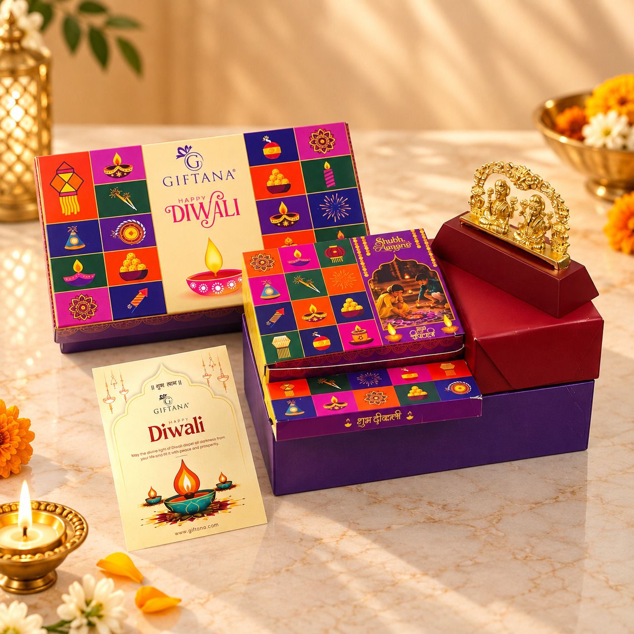 Shubh Aangan Diwali Gift Box with Laxmi Ganesh Idol