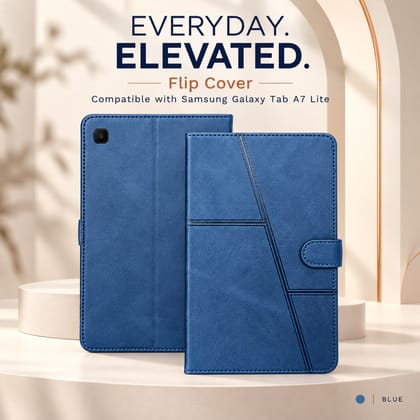 Fonfox Flip Cover Compatible with Samsung Galaxy Tab A7 Lite 8.7 Inch | Premium Leather Texture Tablet Case with Stand Function & Full Body Protection