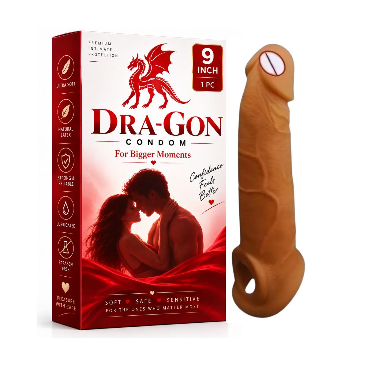 Premium Reusable Condom - 9 Inch - Unleash the Dragon