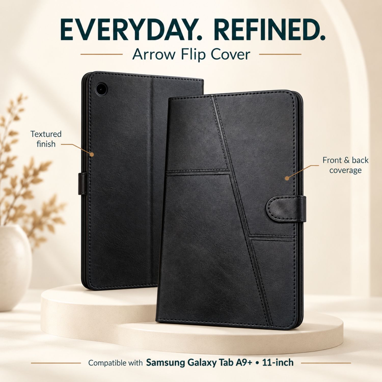 Fonfox Flip Cover Compatible with SAMSUNG A9+ | Premium Leather Texture Tablet Case with Stand Function, Full Body Protection & Secure Closure