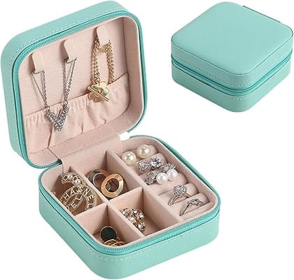 Mini Jewellery Travel Case, PU Leather Organizer Box, Small Portable Jewellery Storage Holder for Womens Rings Earrings Necklaces (Green) Mini Jewellery Travel Case, PU Leather Organizer Box, Small Portable Jewellery Storage Holder for Womens Rings Earrings Necklaces (Green)
