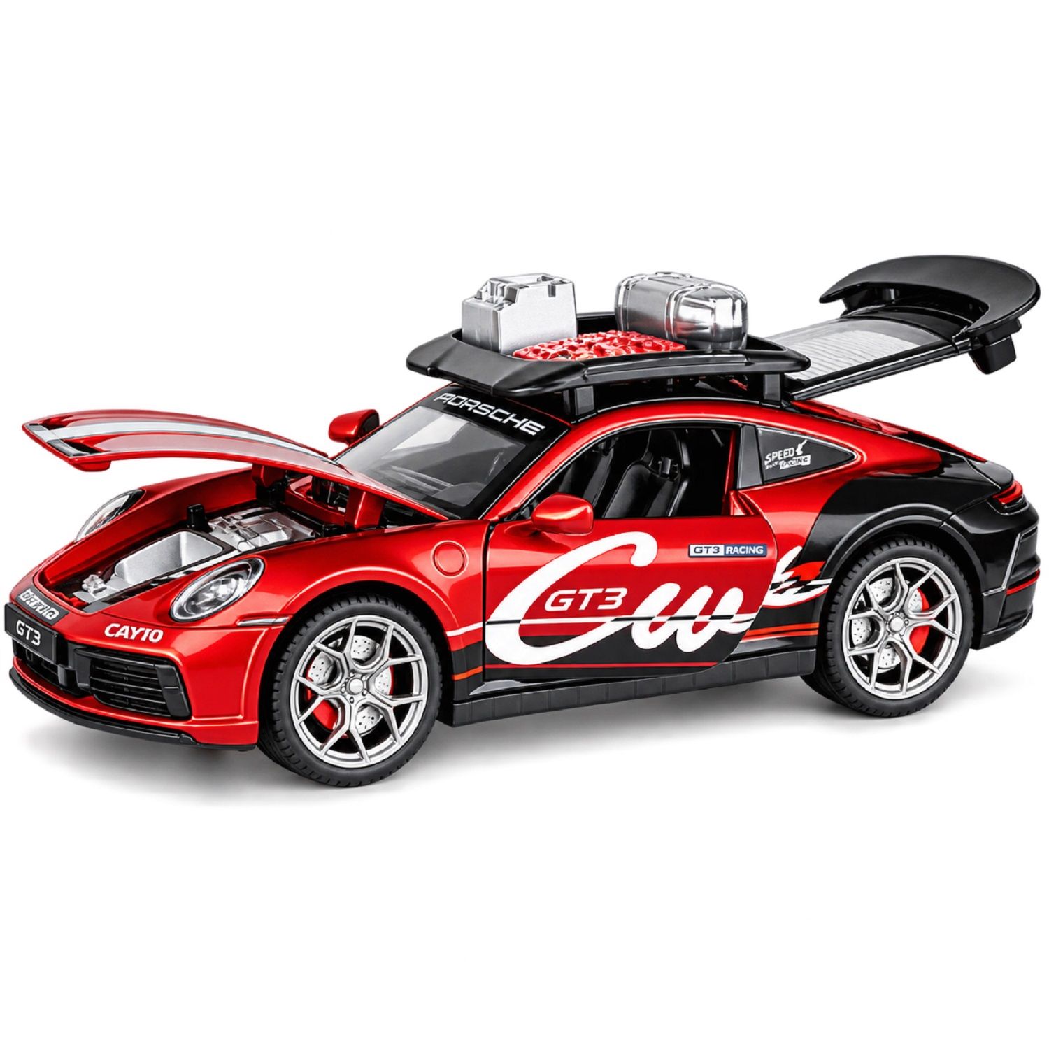 KTRS Enterprise 1:24 Scale orsche T3 Die-Cast Model Car Collectors Metal Sports Racing Car Toy Pull-Back Action, Openable Doors, Lights Sound Effects, Detailed Interior Sporty Design Multicolour