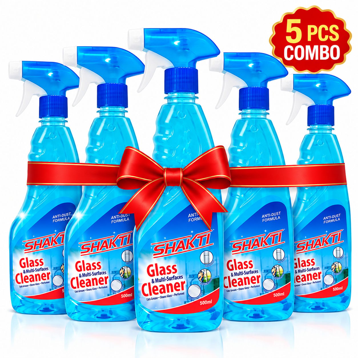 SHAKTI Glass & Multi Surface Cleaner 500 Ml - 5 Pcs Combo