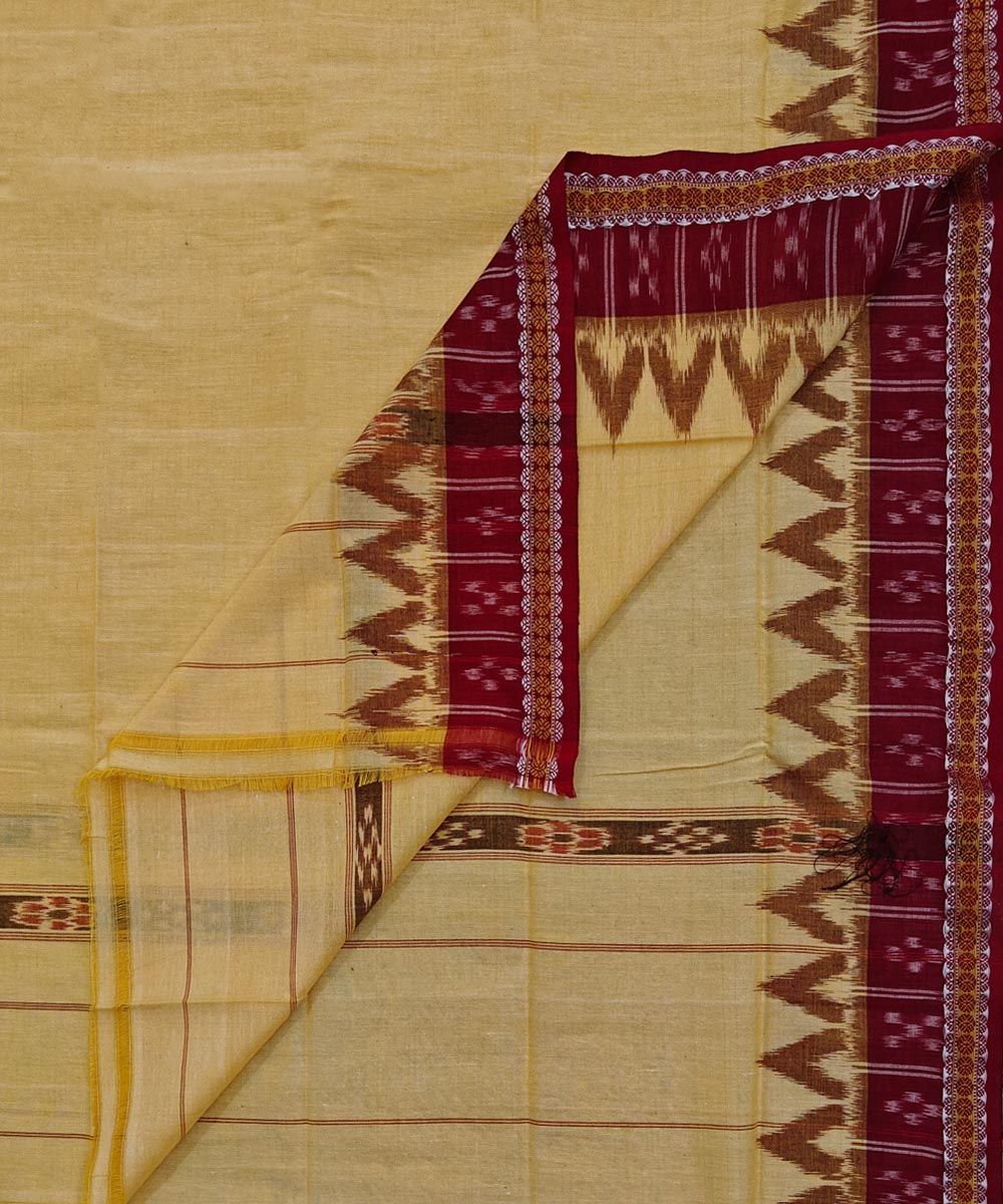 Yellow Red Sambalpuri Handwoven Cotton Gamuchha SFCGAM2525