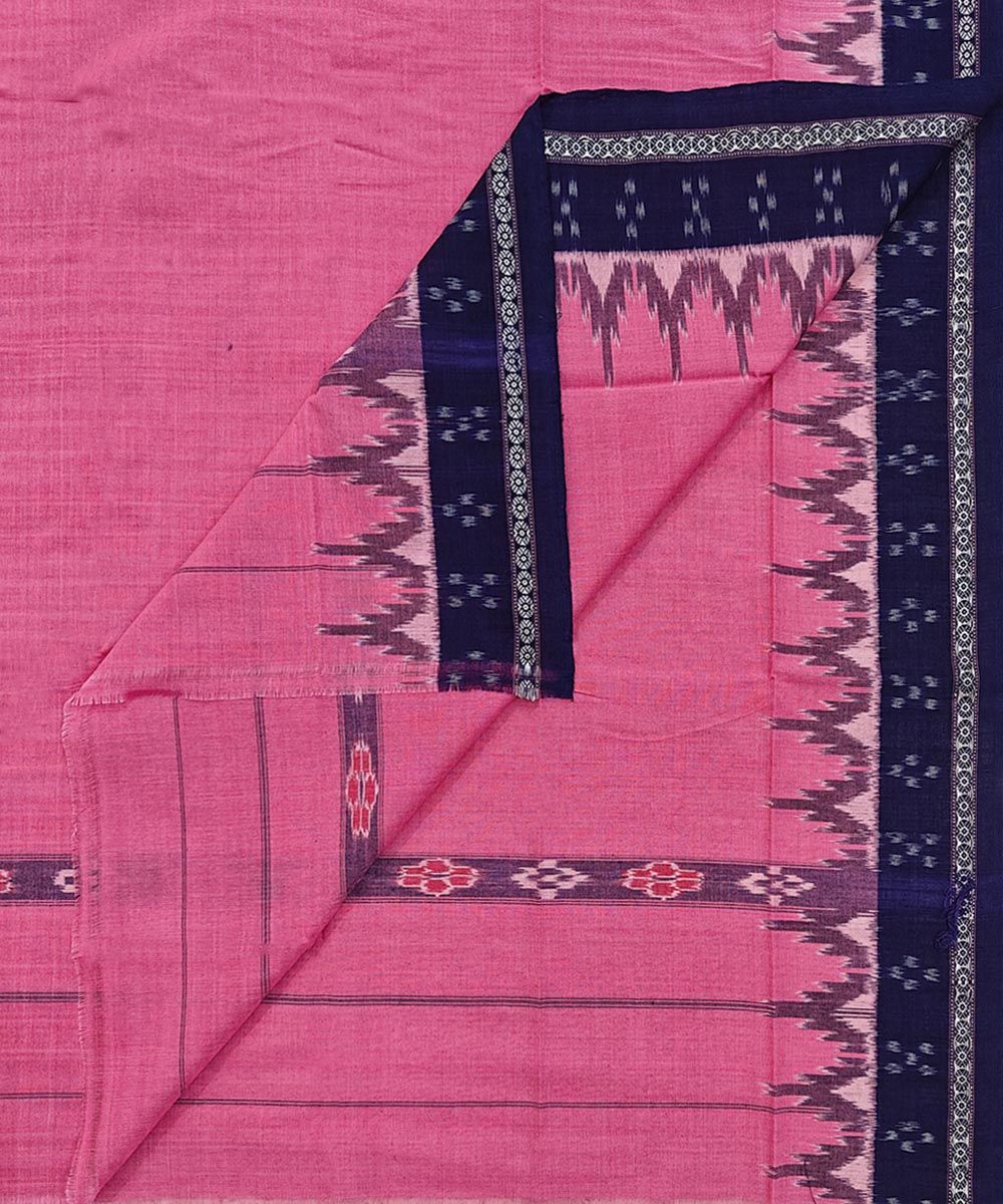 Pink Blue Sambalpuri Handwoven Cotton Gamuchha SFCGAM2526