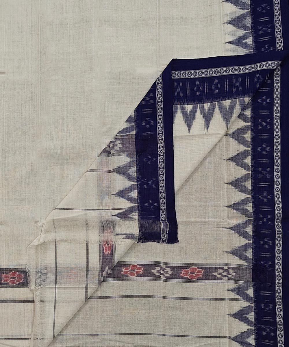 White Blue Sambalpuri Handwoven Cotton Gamuchha SFCGAM2527