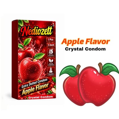 Nediozett Apple Flavor Crystal Condom For Long Last Action Silicone Reusable Condom Extra Dotted 5 inch (Pack of 1)