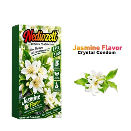 Nediozett Jasmine Flavor Crystal Condom For Long Last Action Silicone Reusable Condom Extra Dotted 5 inch (Pack of 1)