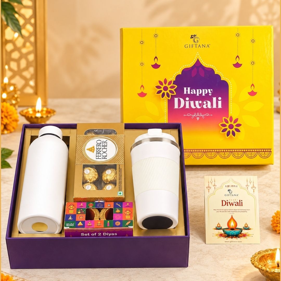 Diwali Executive Gift Hamper with Flask, Ferrero Rocher & Coffee Tumbler