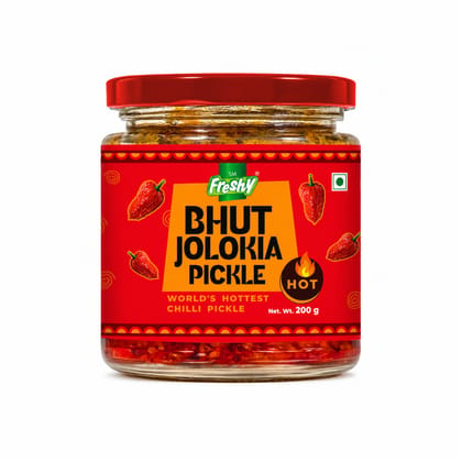 SM Freshy Bhut Jolokia Ghost Pepper Pickle 200g, Spicy Assamese Chilli Achaar, Fiery Hot Pickle, Authentic Assam Style, Heat Level 5/5