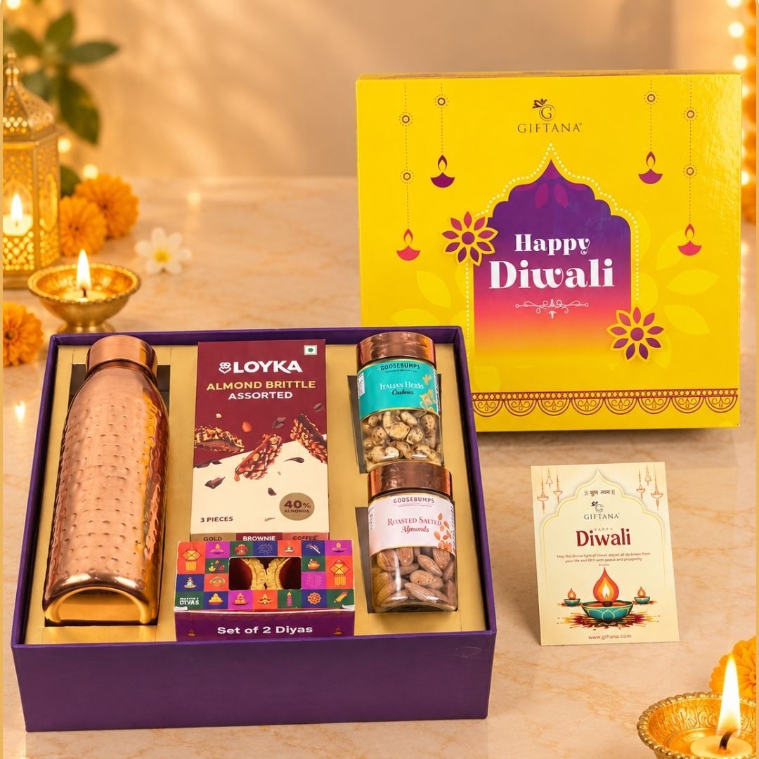 Copper Gourmet Diwali Hamper with Almond Brittle & Italian Cashews