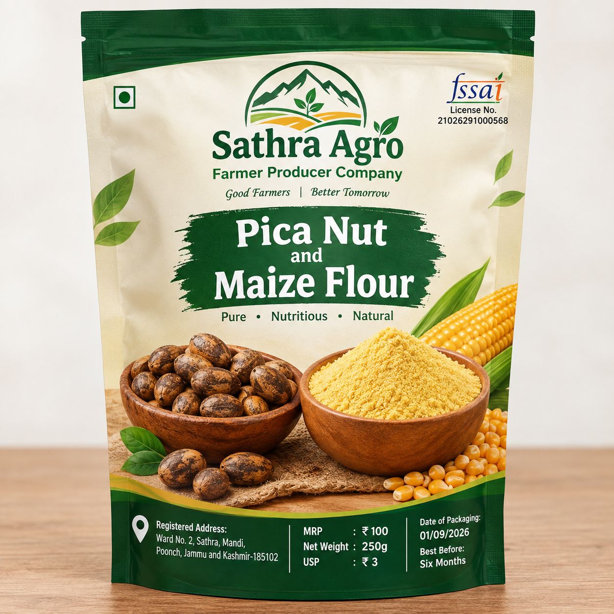 Sathra Agro Pica Nut and Maize Flour