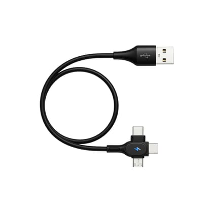 3-in-1 Power Bank Cable 120W Fast Charging USB-A to Type-C, Lightning & Micro-USB, 30cm