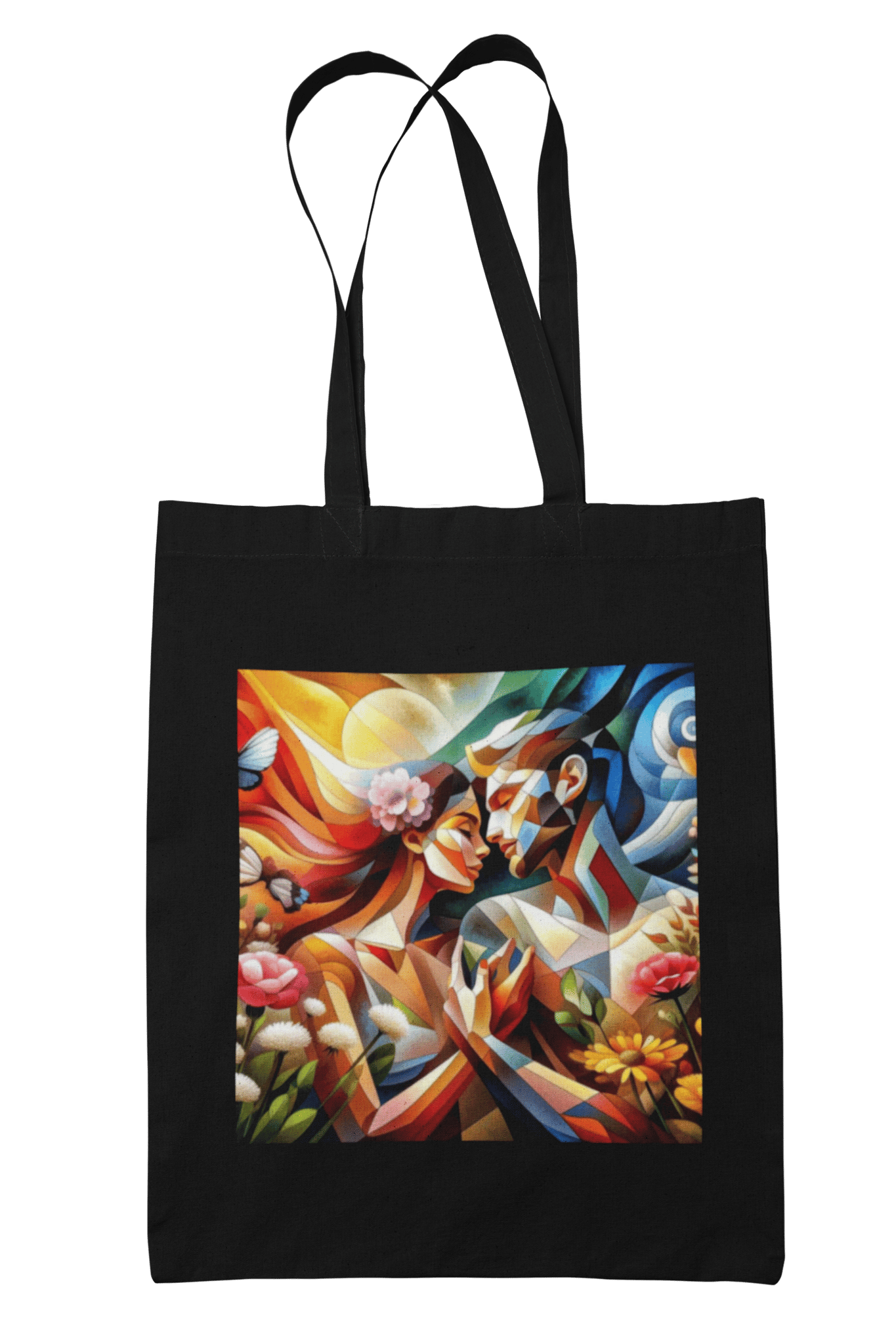 Prakrut India Black Canvas Tote Bag with Zipper and Inner Pocket