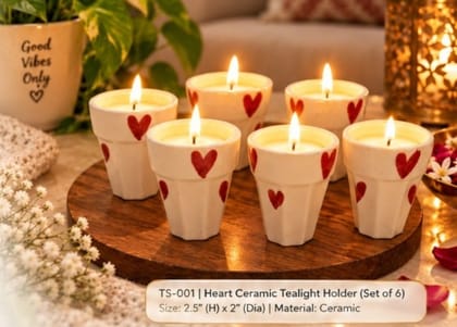 DHRUVINSRI Handmade Ceramic Diya & Tealight Holder Set of 4 Pcs, Reusable, Eco friendly  | Decorative Multi-Purpose Festive Home Decor