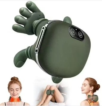 Portable Electric Hand-Shaped Massager Olive Green neck and shoulder massager
