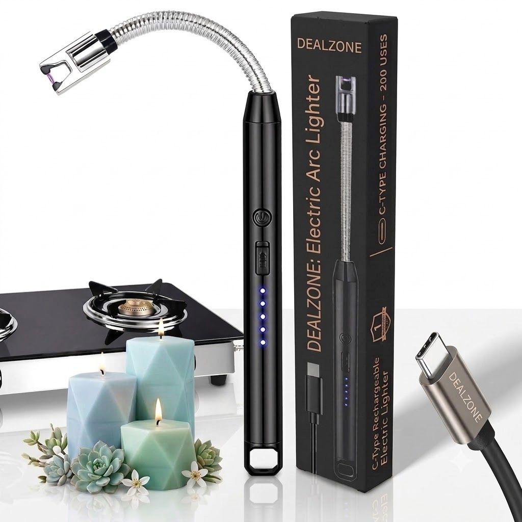 DEALZONE USB Rechargeable 360° Flexible Electric Arc Lighter (Type C Cable)