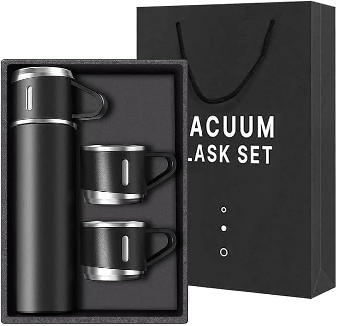 500ml Vacuum Flask Gift Set with 3 Cups