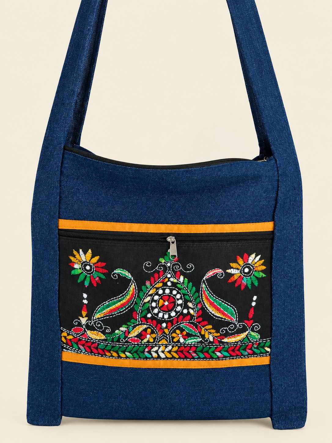 Handcrafted Kantha Denim Shoulder Bag