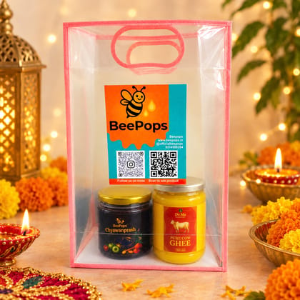Combo pack of Badri A2 Ghee (500 ml) & Chyawanprash (500G) in a gift bag