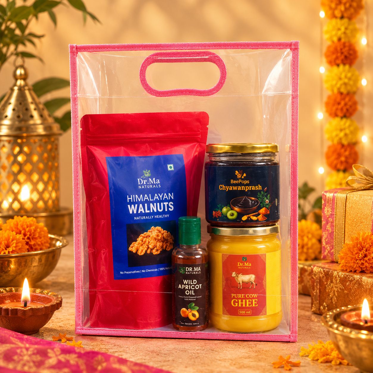 SuperPower Pack of Himalayan Walnuts (400G), Wild Apricot Oil (100ml), Badri A2 Ghee (500 ml) & Chyawanprash (500G)