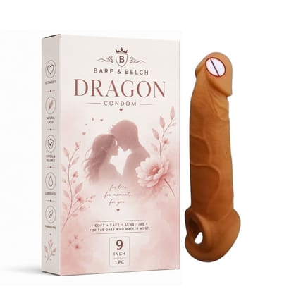 Jumbo Dragon Condom 9-Inch | Premium Silicone Reusable Textured Sleeve for Men | Soft, Stretchable & Washable | Discreet Packaging