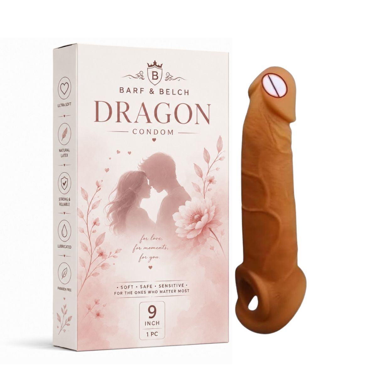 Jumbo Dragon Condom 9-Inch | Premium Silicone Reusable Textured Sleeve for Men | Soft, Stretchable & Washable | Discreet Packaging