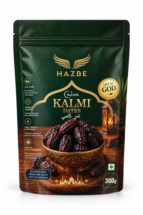 HAZBE Noon Premium Kalmi Dates | Soft And Juicy (300 Gm) HAZBE Noon Premium Kalmi Dates | Soft And Juicy (300 Gm)
