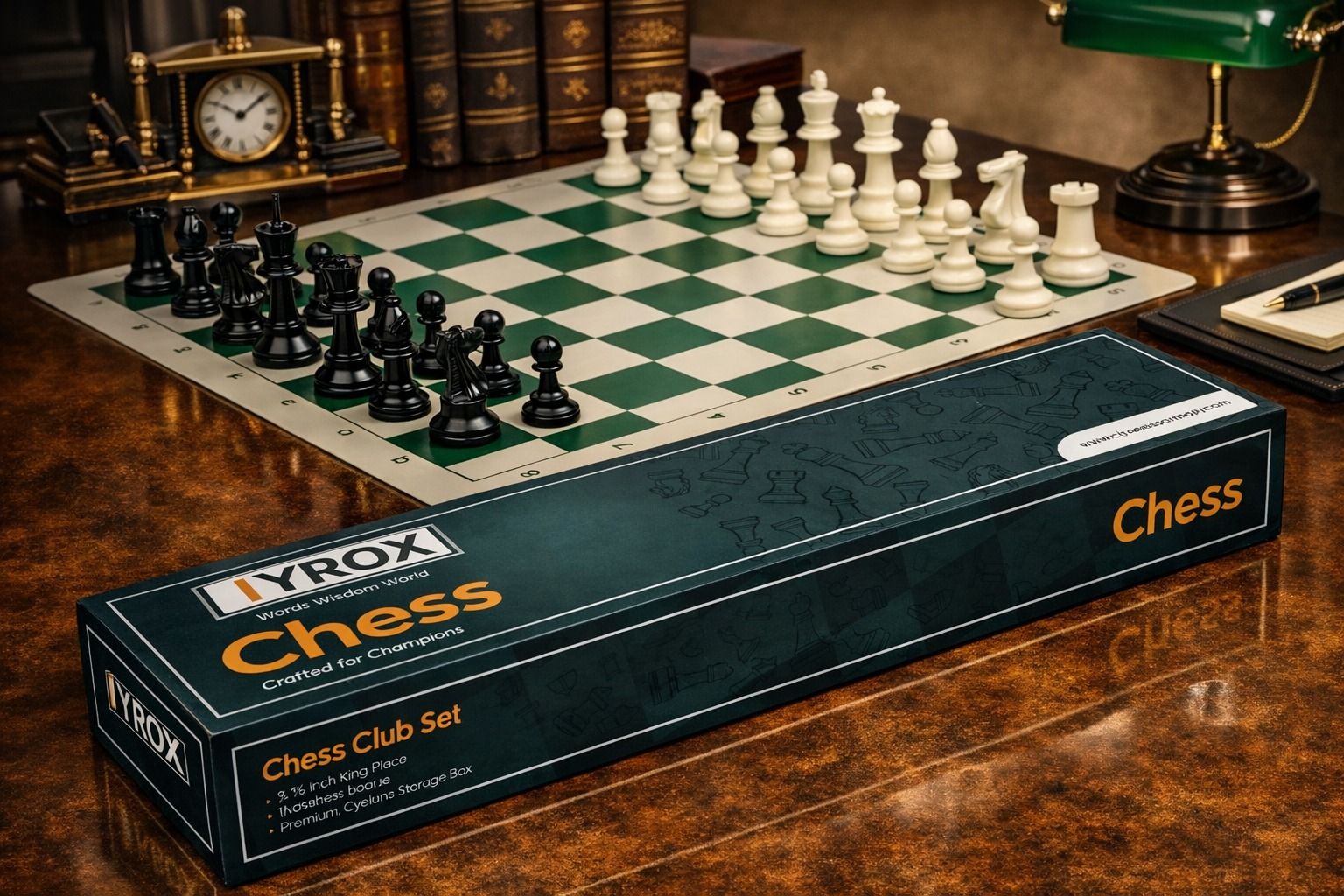 Premium Chess Set with 34 Weighted Pieces, 18×18 Inch Chess Mat & 2 Extra Queens – Complete Chess Game Set for Kids & Adults
