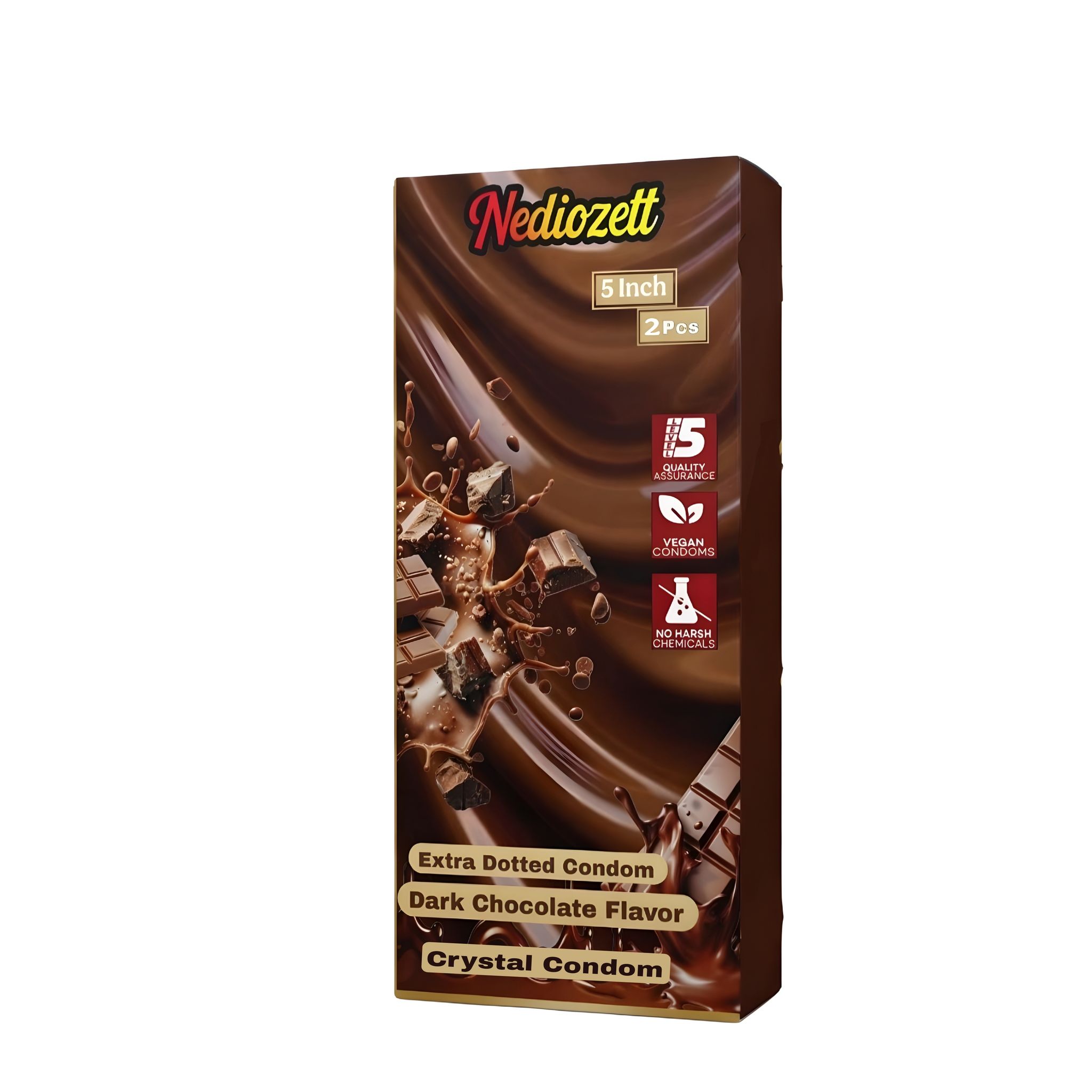 Nediozett Chocolate Flavor Crystal Condom For Long Last Action Silicone Reusable Condom Extra Dotted 5 inch (Pack of 2)