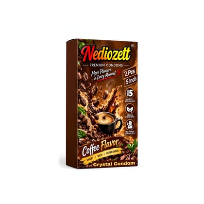 Nediozett Coffee Flavor Crystal Condom For Long Last Action Silicone Reusable Condom Extra Dotted 5 inch (Pack of 2)