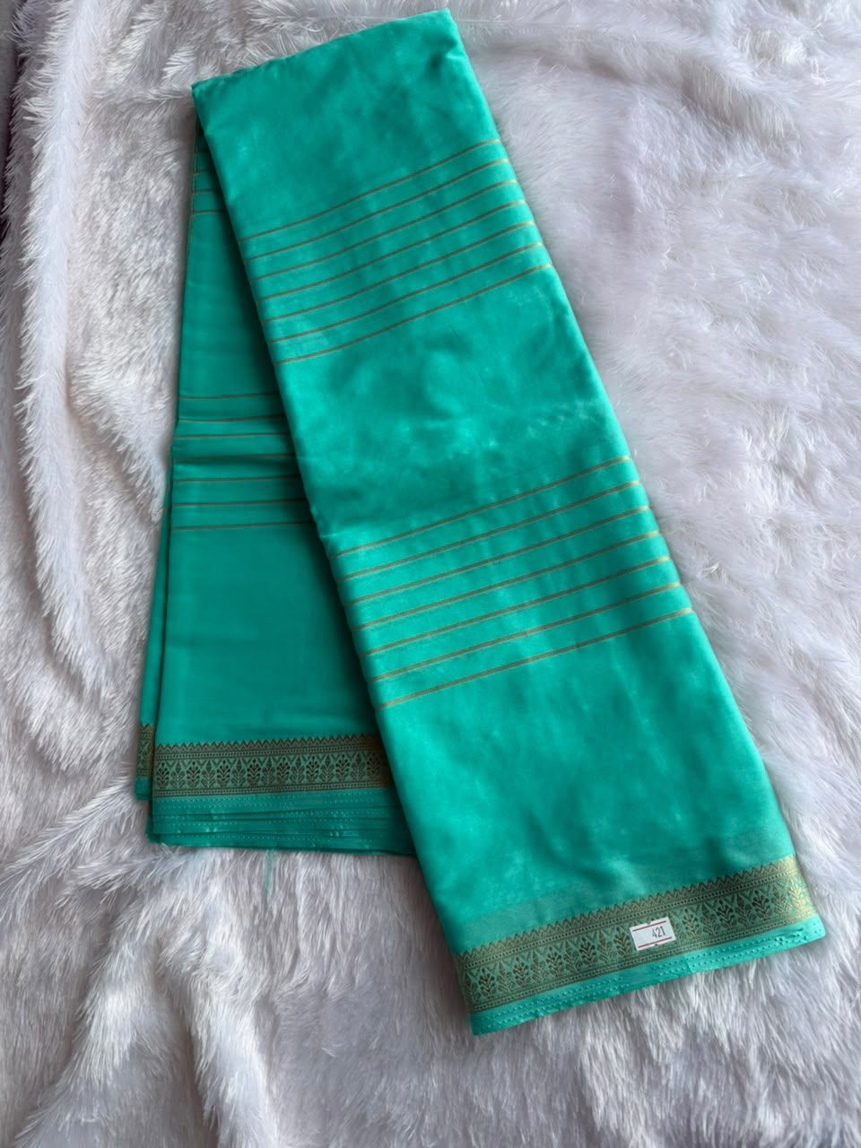 Turquoise Green Saree