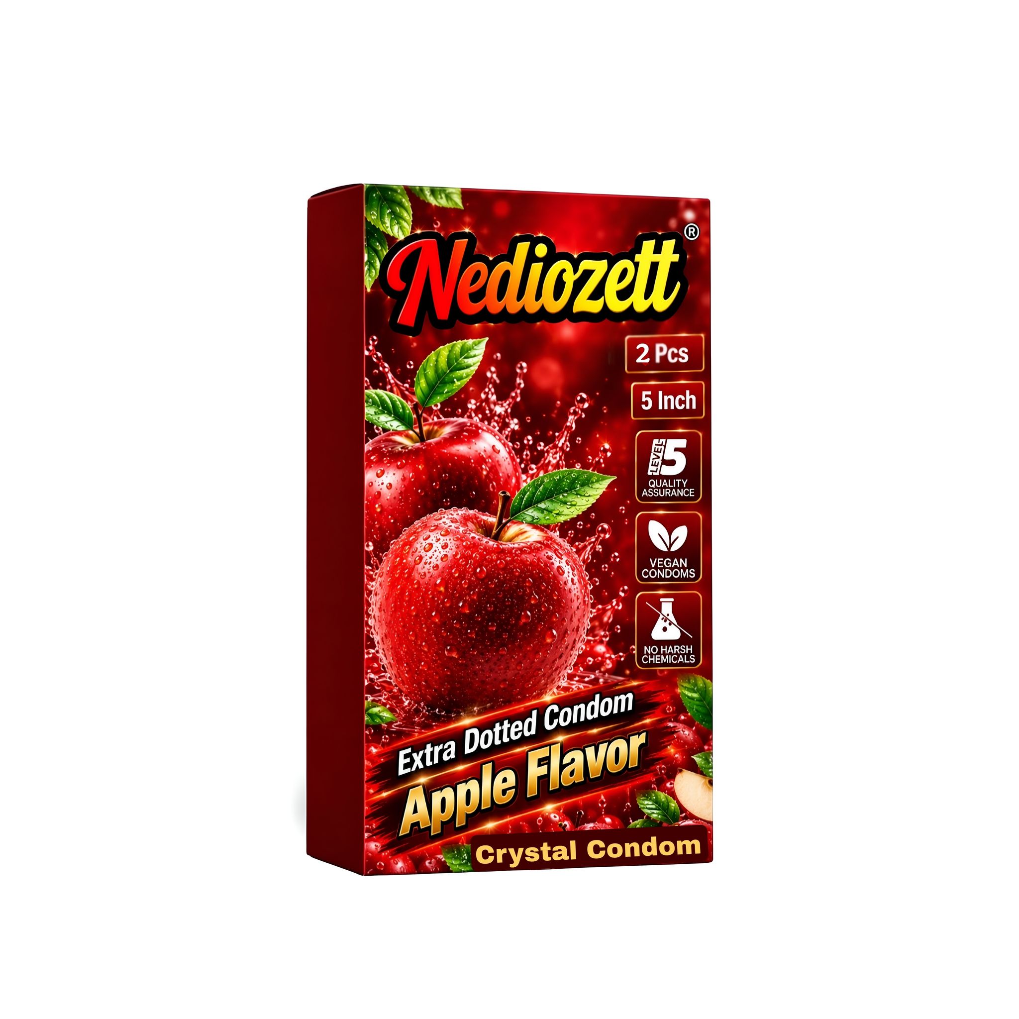 Nediozett Apple Flavor Crystal Condom For Long Last Action Silicone Reusable Condom Extra Dotted 5 inch (Pack of 2)
